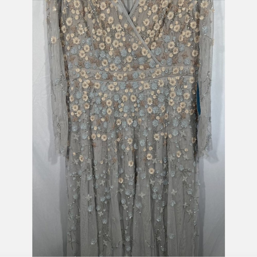 NWT $798 Mac Duggal [ 14‎ ] Embellished Wrap Over Illusion Long Sleeve Gown Q635 - Picture 10 of 16